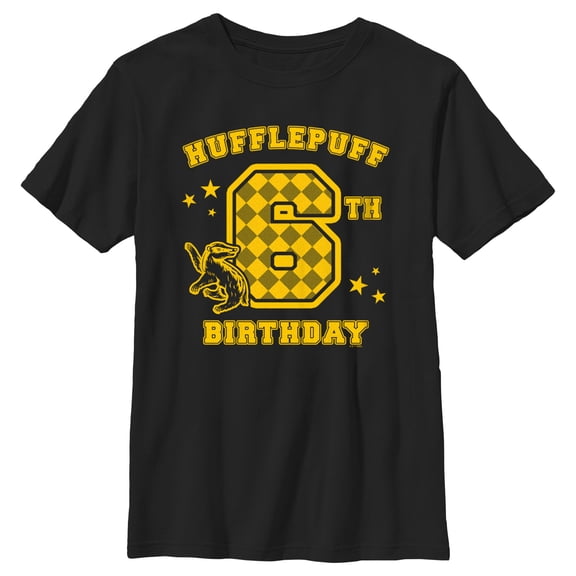 Boy's Harry Potter Hufflepuff 6th Birthday Graphic Tee Black Small