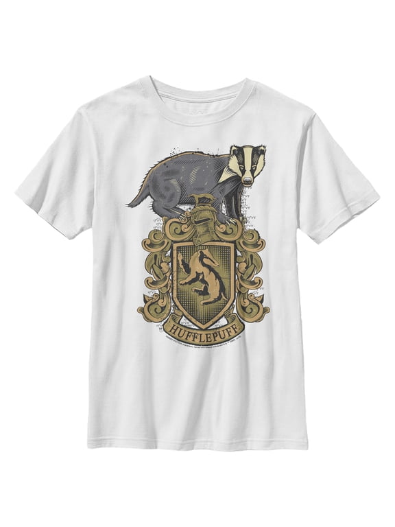 Boy's Harry Potter Hufflepuff Crest Graphic Tee White Medium