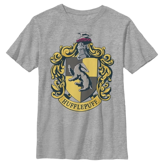 Boy's Harry Potter Hufflepuff Gold Crest Graphic Tee Athletic Heather Medium