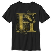 Boys Harry Potter Hufflepuff H Logo Graphic Tee Black Medium
