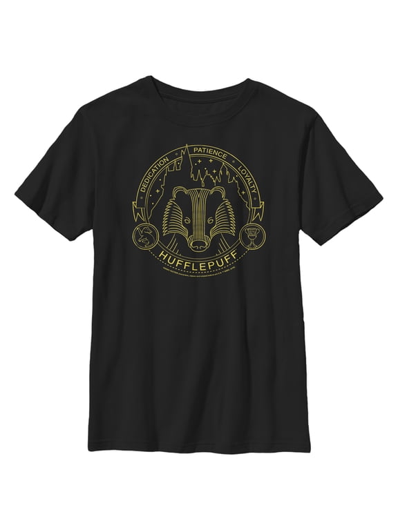 Boy's Harry Potter Hufflepuff House Emblem Graphic Tee Black Medium