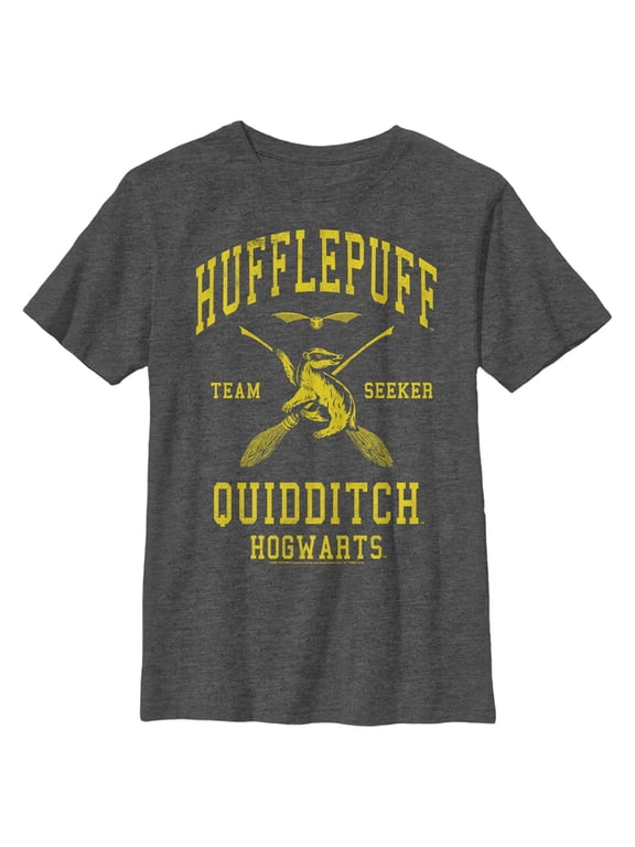 Boy's Harry Potter Hufflepuff Quidditch Seeker Graphic Tee Charcoal Heather Medium