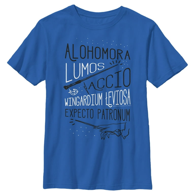 Boy s Harry Potter List of Spells Graphic Tee Royal Blue Medium