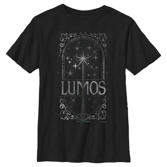 Boy's Harry Potter Lumos Happiness Spell  Graphic Tee Black Medium