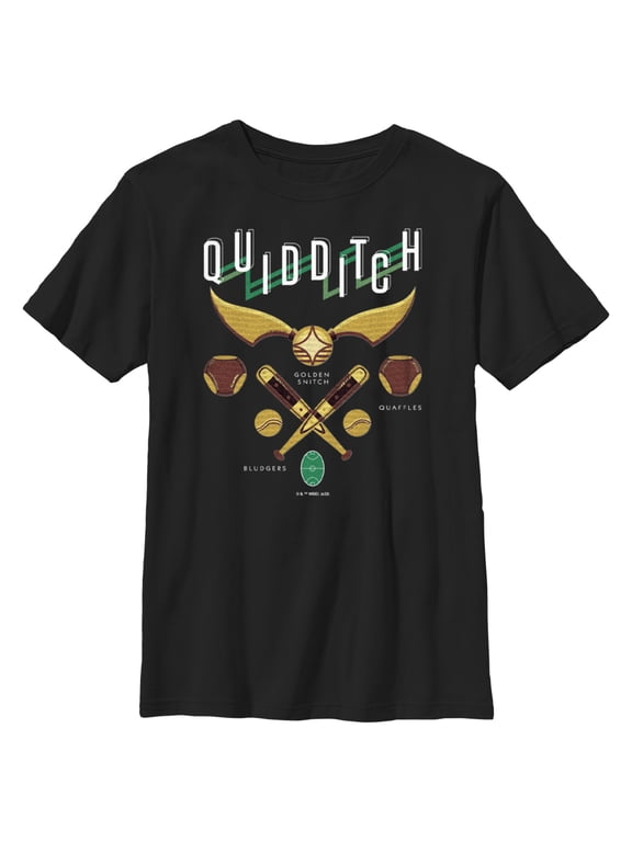 Boy's Harry Potter Quidditch Elements Graphic Tee Black Medium