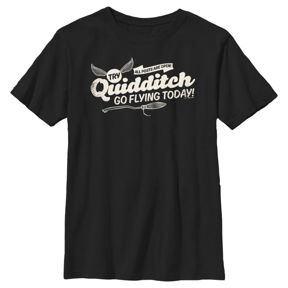Boy's Harry Potter Quidditch Go Flying Today Graphic Tee Black X Large