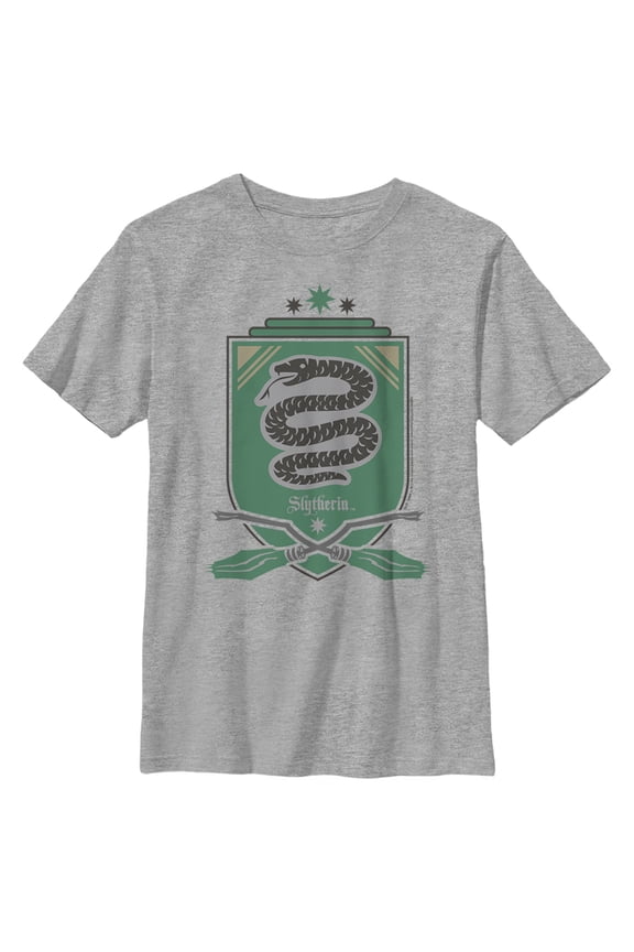 Boy's Harry Potter Quidditch Slytherin Team Crest Graphic Tee Athletic Heather Small