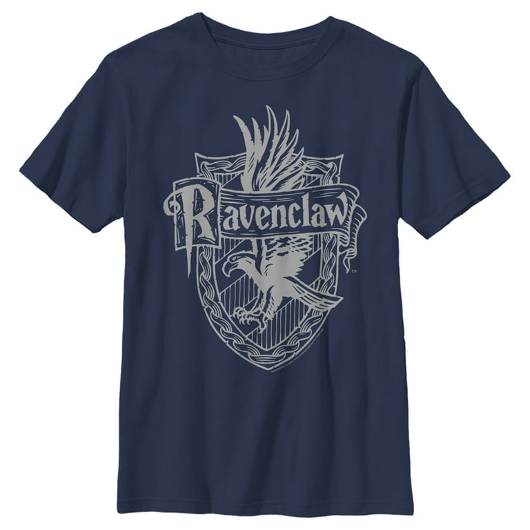 Boy's Harry Potter Ravenclaw Line Art Crest Graphic Tee Navy Blue