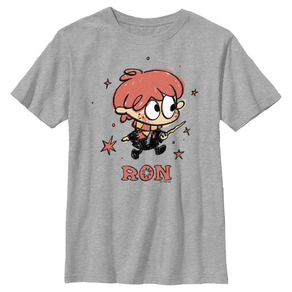 Boy's Harry Potter Ron Starry Cartoon Graphic Tee Athletic Heather Large