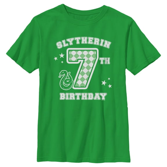 Boy's Harry Potter Slytherin 7th Birthday  Graphic Tee Kelly Green Large