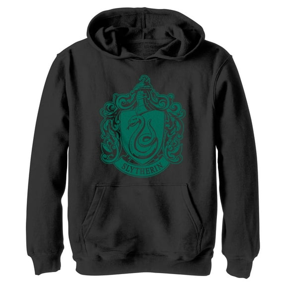 Boy's Harry Potter Slytherin Dark Badge Logo  Pull Over Hoodie Black Medium