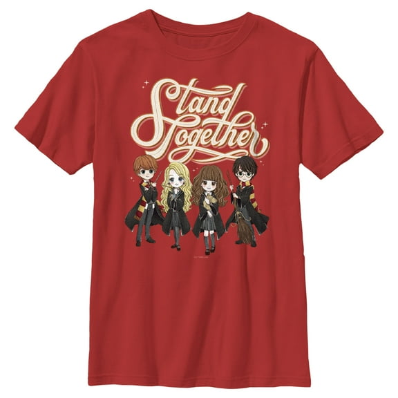 Boy's Harry Potter Stand Together Anime Friends  Graphic Tee Red Large