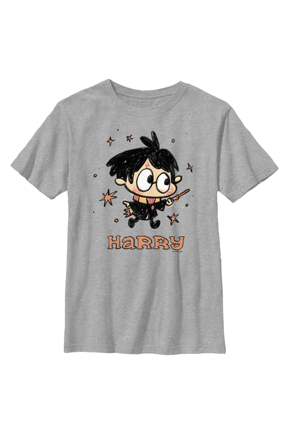 Boy's Harry Potter Starry Cartoon Harry Graphic Tee Athletic Heather Large
