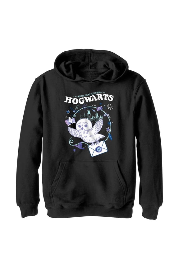 Boy's Harry Potter The Magic Letter Pull Over Hoodie Black Medium