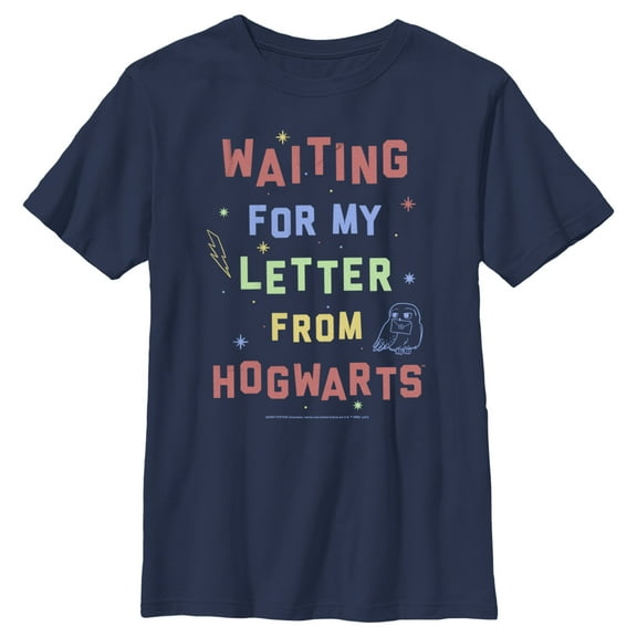 Boy's Harry Potter Waiting for my Letter from Hogwarts  Graphic Tee Navy Blue Large