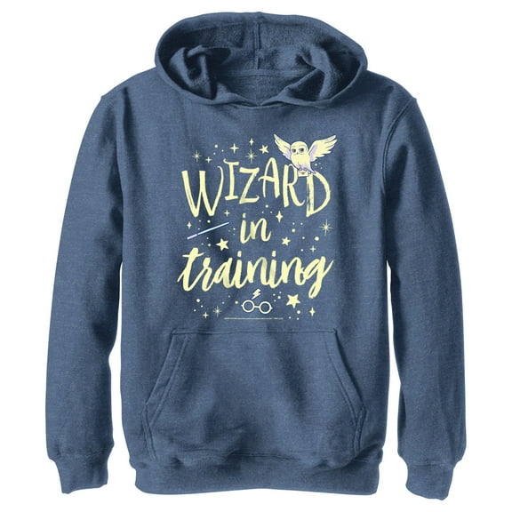 Boy's Harry Potter Wizard in Training Pull Over Hoodie Navy Blue Heather Small