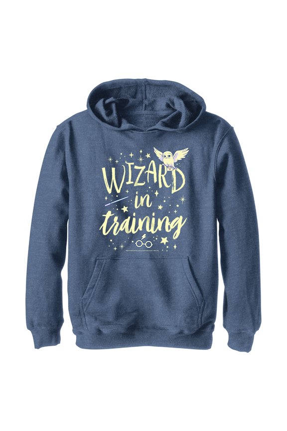 Boy's Harry Potter Wizard in Training Pull Over Hoodie Navy Blue Heather X Large