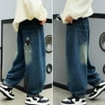 thumbnail image 1 of Boy's Baggy Hop Jeans Loose Fit Skateboard Denim Pants Streetwear Machine Washable Kids Boys Pull on Denim Pants with Flap Pocket for Kids, 1 of 8