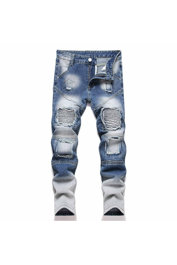 Boy's Hop Skater Jeans Casual Vintage Wide Leg Machine Washable Kids Boys Pull on Denim Pants with Flap Pocket for Boys