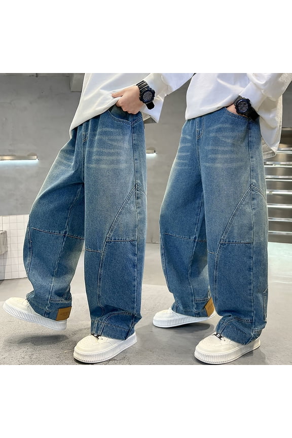 Boy's Hop Skater Jeans High Waist Floor Length Baggy Wide Leg Easy Care Vintage Dance Skateboard Pants for Kids