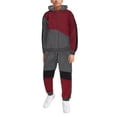 thumbnail image 1 of Boy's Hooded Active Running Casual Jogging Kids Toddler Tracksuit 2 Pcs Set (Heather Charcoal/Burgundy, 6), 1 of 2