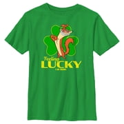 Boys I Am Weasel Feeling Lucky Graphic Tee Kelly Green Large
