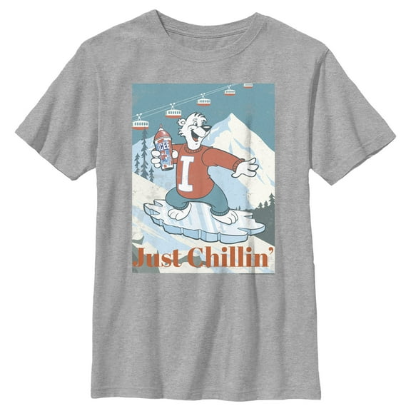 Boy's ICEE Bear Just Chillin' while Iceboarding  Graphic Tee Athletic Heather X Large