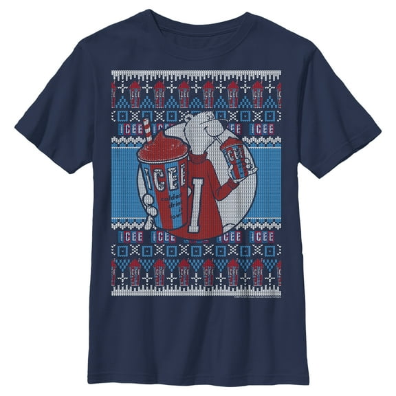 Boy's ICEE Bear Ugly Sweater Graphic Tee Navy Blue X Large
