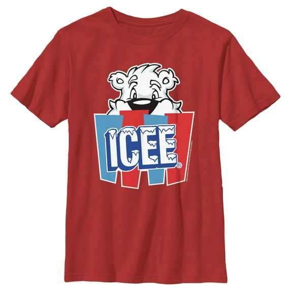 Boy's ICEE Peekaboo Bear Logo Graphic Tee Red X Large