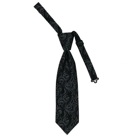 Boy’s Imperial Silver Black Formal Satin Pre-Tied Neck Tie in a Variety of Colors by Spencer J’s Signature Satin Collection