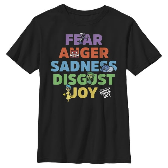Boy's Inside Out Fear Anger Sadness Disgust Joy  Graphic T-Shirt