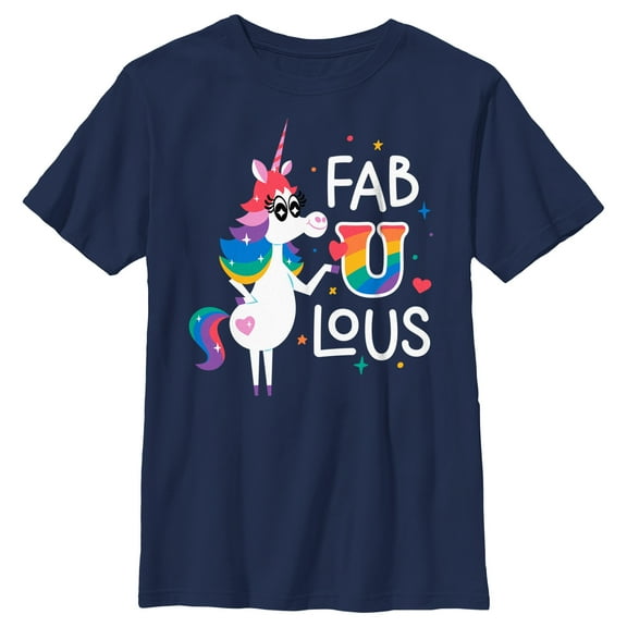 Boy's Inside Out Rainbow Unicorn Fab U Lous  Graphic T-Shirt