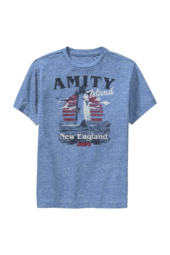 Boy's Jaws Amity Island Tourist Lighthouse Performance Graphic T-Shirt