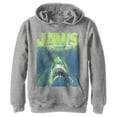 thumbnail image 1 of Boy's Jaws Neon Poster  Pull Over Hoodie Athletic Heather Medium, 1 of 4