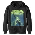 thumbnail image 1 of Boy's Jaws Neon Poster  Pull Over Hoodie Black Medium, 1 of 4