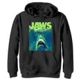 thumbnail image 1 of Boy's Jaws Neon Poster  Pull Over Hoodie Black Small, 1 of 4