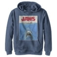 thumbnail image 1 of Boy's Jaws Retro Distressed Poster  Pull Over Hoodie Navy Blue Heather Medium, 1 of 4