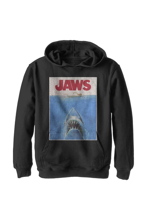 Boy's Jaws Retro Distressed Poster  Pull Over Hoodie