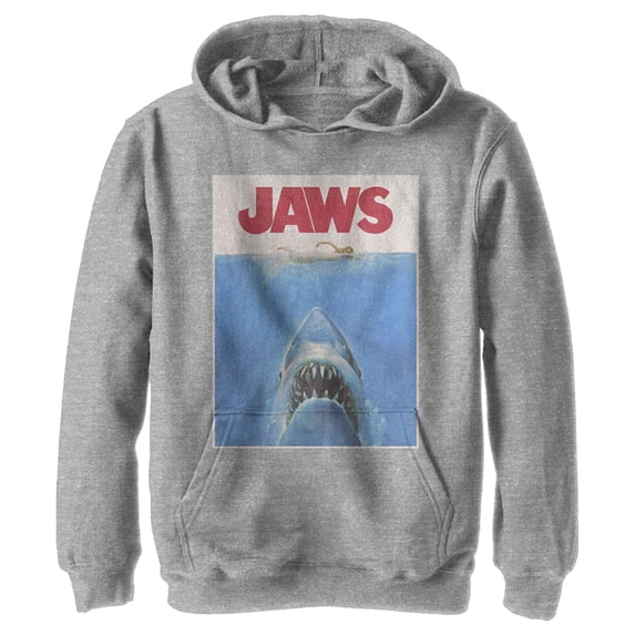 Boy's Jaws Retro Distressed Poster Pull Over Hoodie