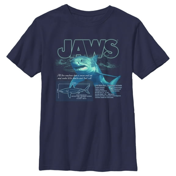 Boy's Jaws Shark Blueprint  Graphic T-Shirt