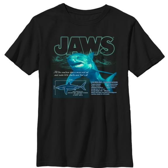 Boy's Jaws Shark Blueprint  Graphic T-Shirt