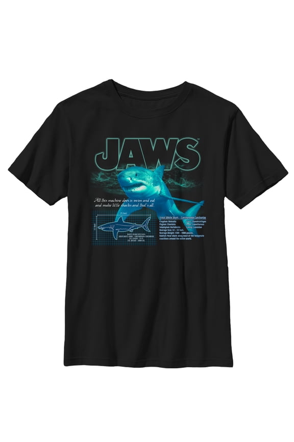 Boy's Jaws Shark Blueprint Graphic T-Shirt