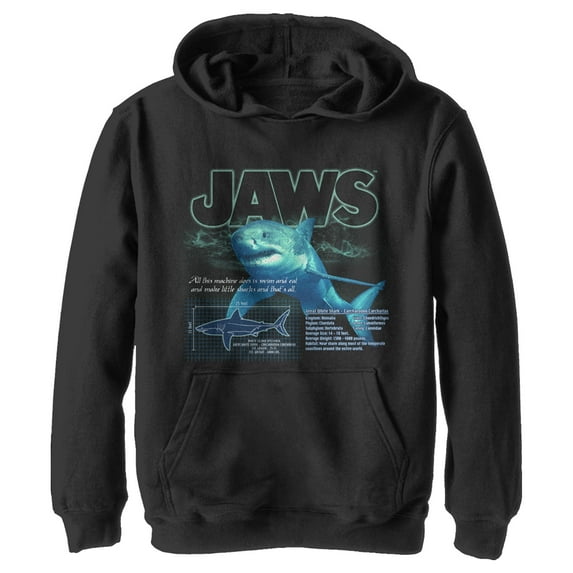 Boy's Jaws Shark Blueprint Pull Over Hoodie