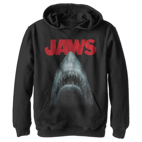Boy's Jaws Shark Teeth Poster  Pull Over Hoodie Black Medium