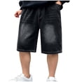 thumbnail image 1 of Boy's Jean Shorts Cargo Baggy Elastic Waist Denim Shorts Y2k Wide Leg Bermuda Streetwear Fashion Casual Jorts Boys Dress Shorts, 1 of 4