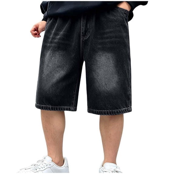 Boy's Jean Shorts Cargo Baggy Elastic Waist Denim Shorts Y2k Wide Leg Bermuda Streetwear Fashion Casual Jorts Boys Dress Shorts