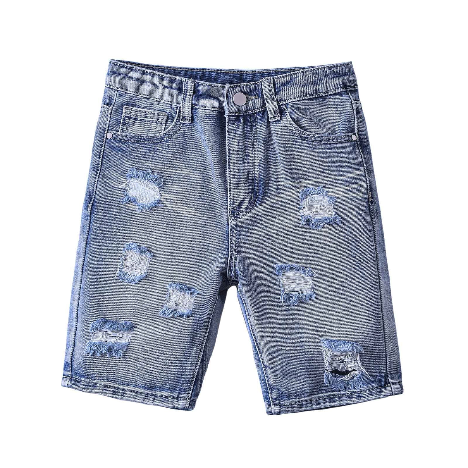 Boy's Jean Shorts Loose Fit Fashion Denim Shorts, Ripped Holes Soft ...