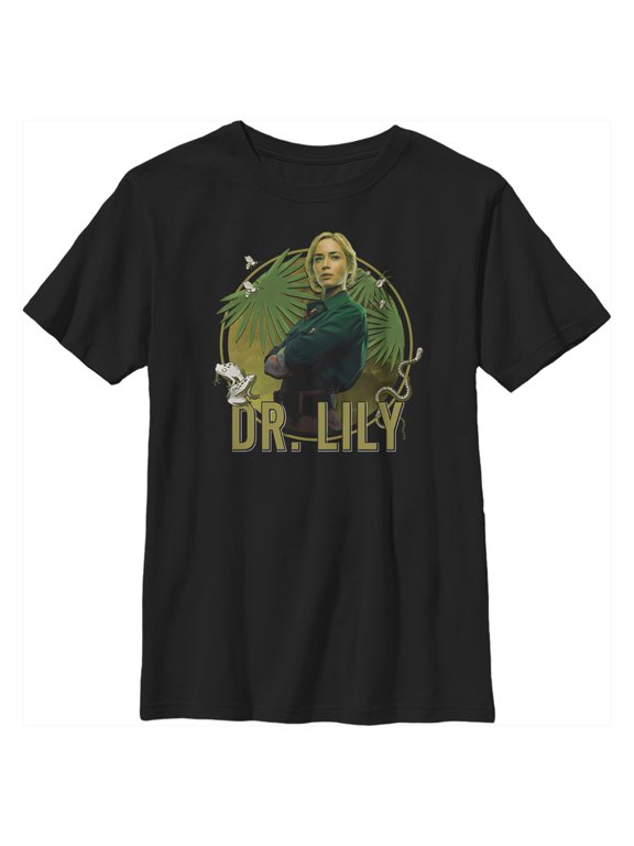 Boy's Jungle Cruise Dr. Lily Portrait Graphic Tee Black Large