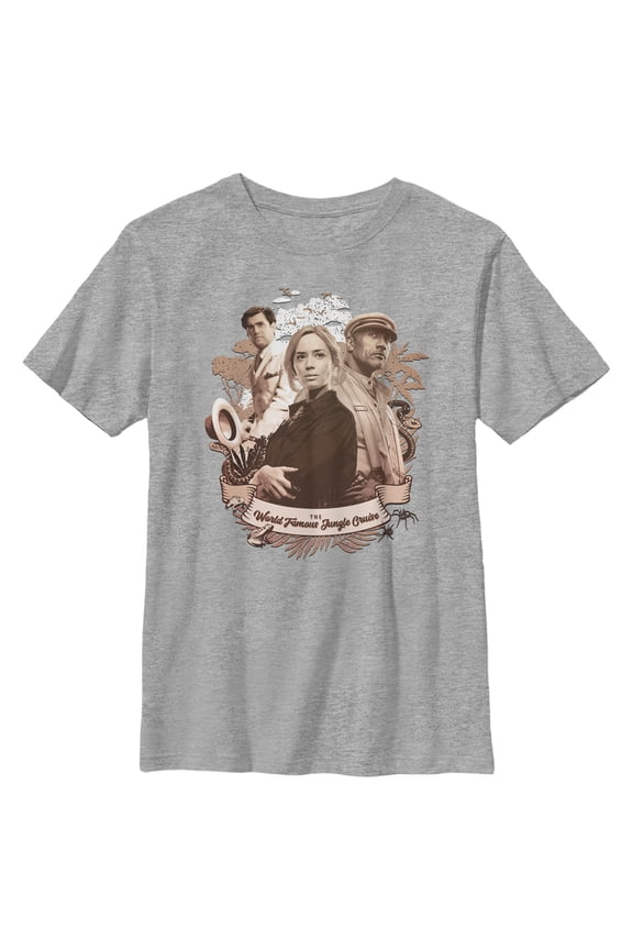 Boy's Jungle Cruise Retro Cast Photo Graphic Tee Athletic Heather Medium
