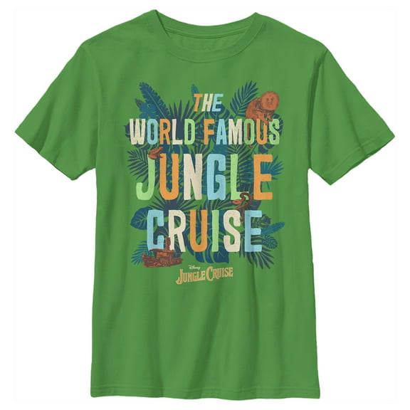 Boy's Jungle Cruise The World Famous Logo  Graphic Tee Kelly Green Medium